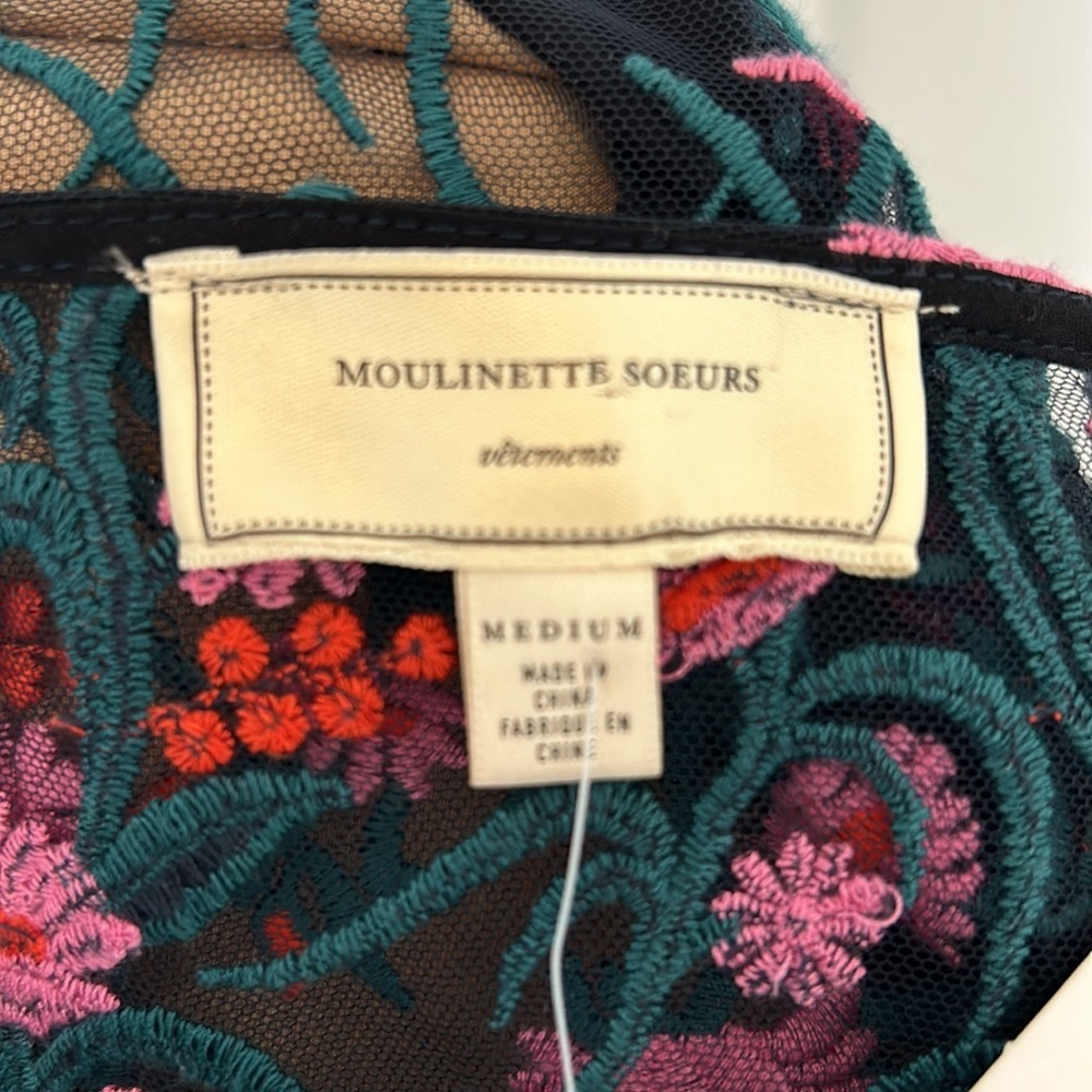 Anthropologie Moulinette Soeurs Floral Embroidered Mesh Tunic Dress - Picture 9 of 9
